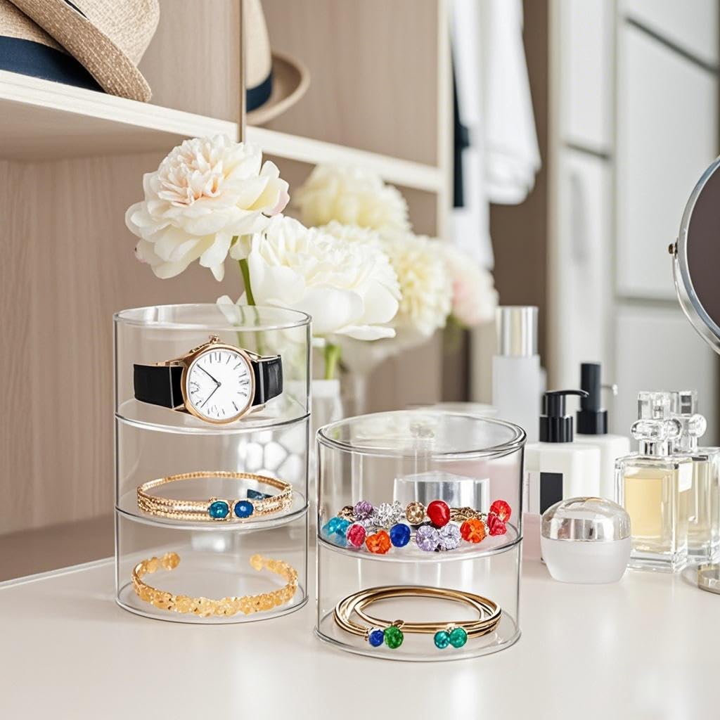 Yutzhre Belt Organizer, 5-Tier Acrylic Belt Storage & Holder for Closet - Clear Jewelry Organizer Case, Space Saving Display for Belts, Ties