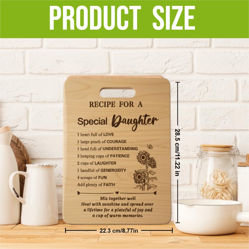 Gifts for Daughter Birthday Gift Ideas, Recipe Cutting Board for Daughter, Best Gifts for Christmas, Birthday Day Gift Bamboo Cutting Board Kitchen Decor