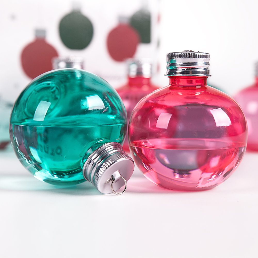 Mealivos Christmas Ornament Balls for Drink -5oz Fillable Ornaments Plastic Bulb Booze Balls for Christmas Tree Hanging Decor Christmas Gifts White Elephant Gifts Stocking Stuffers 6 Pack