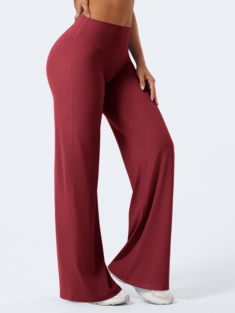 YEOREO Workout Leggings Womens No Front Seam Straight Leggings 33" High Waist Buttery Eddiy Gym Yoga Pants Ancora Red XS