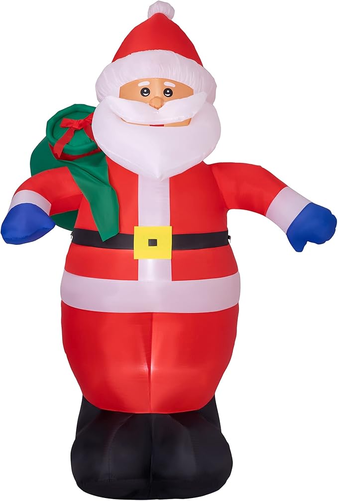Sunnyglade 8 FT Christmas Inflatable Santa Outdoor Decorations Santa Claus with Green Gift Bag Blow Up Yard Xmas Decor Built-in LED Lights for Christmas Holiday Garden/Yard Decorations
