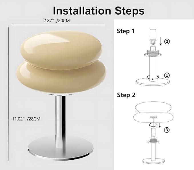 Mushroom Lamp for Bedroom,Mid Century Modern Lamp for Nightstand, Dimmable Retro Egg Tart Bedside Small Lamps,Unique Home Mushroom Decor Aesthetic Cute Table Lamps for Living Room(Cream)