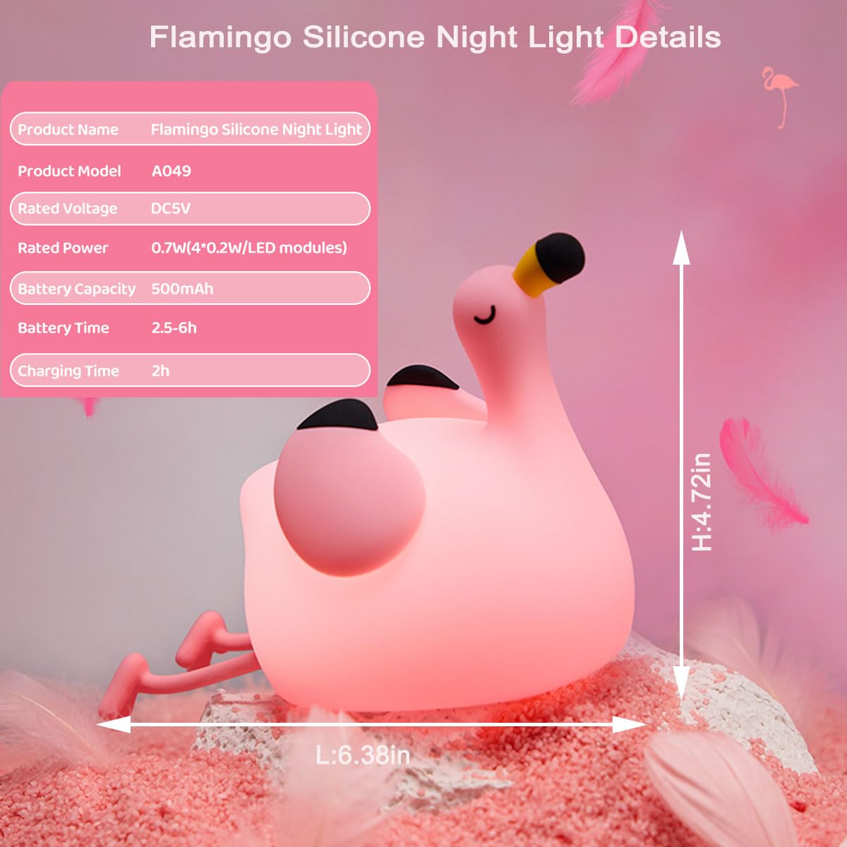 DREAMING MY DREAM Flamingo Night Light,Dimmable Silicone Animal Nursery Night Light,Pink Flamingo Lamp Decor for Kids Room Bedroom,Birthday Christmas Unique Gift for Kids boy Girls