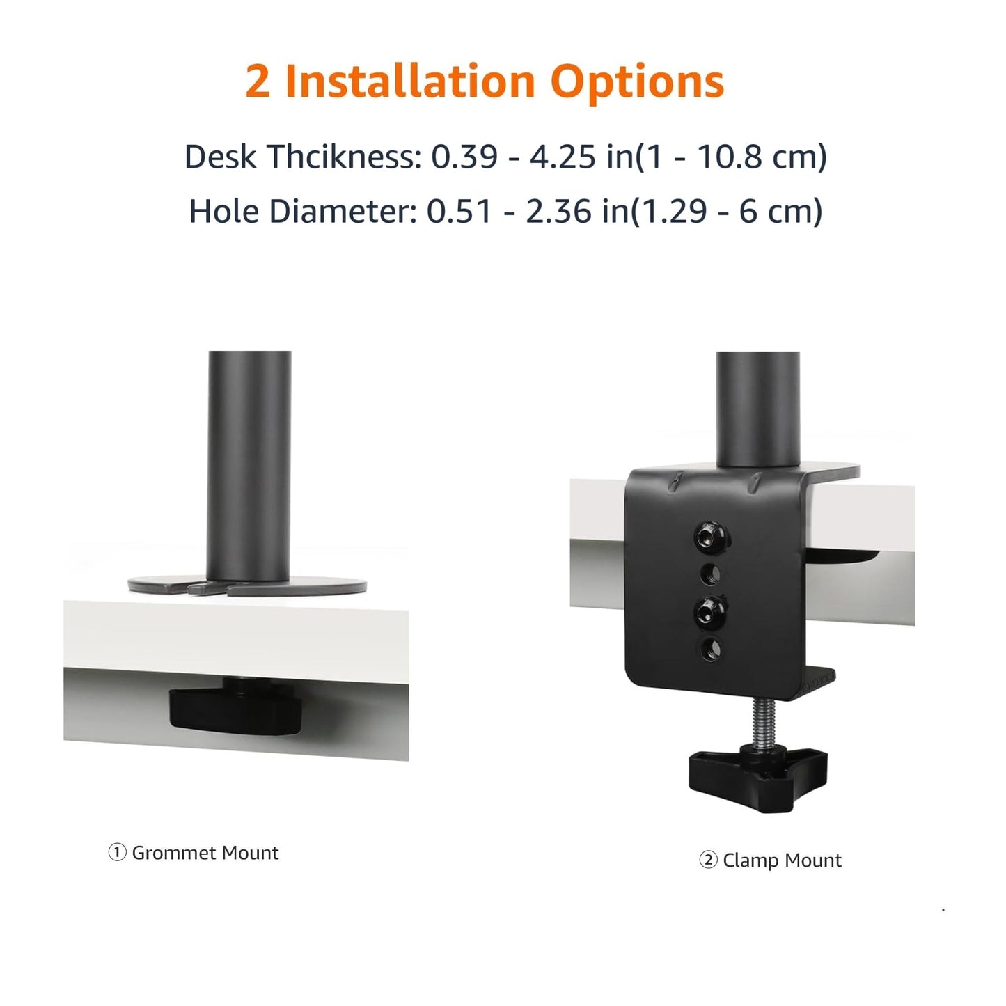 Amazon Basics Adjustable Dual Monitor Desk Mount, Holds up to 32" Monitors, Black
