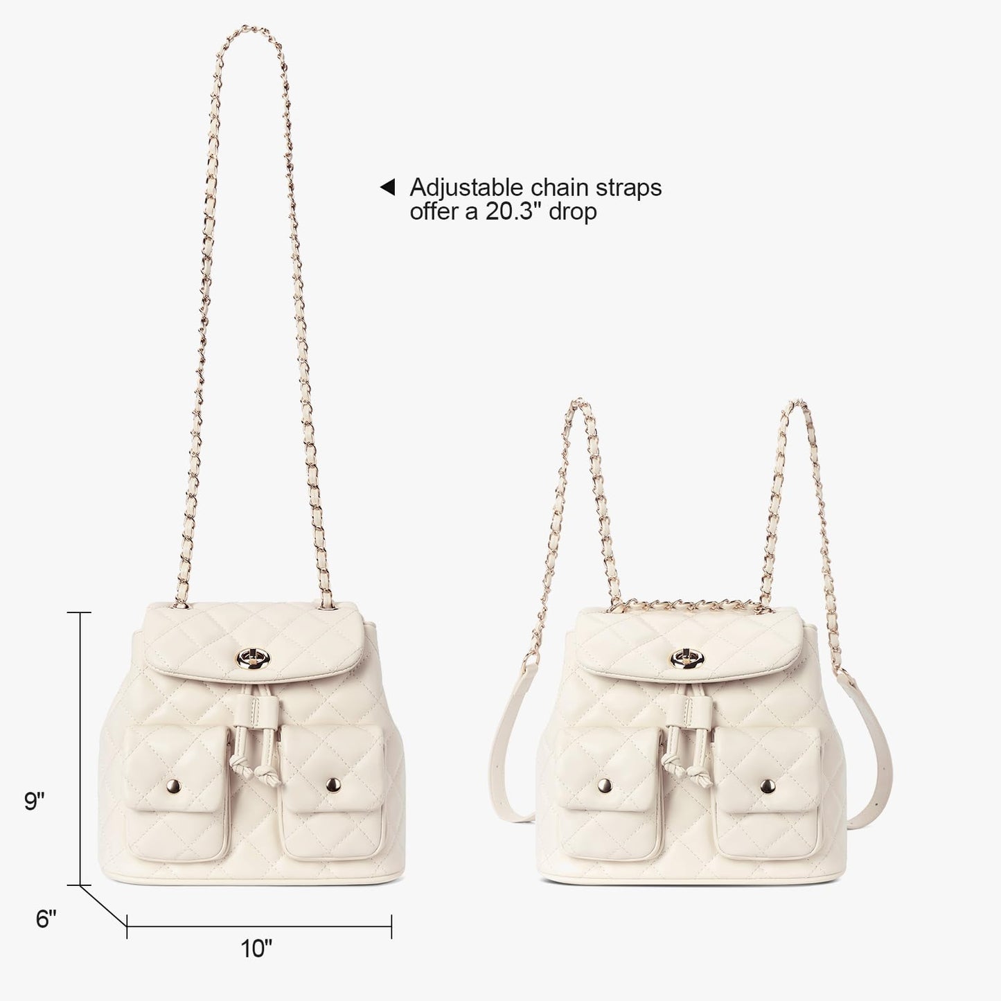 Lexiyat Small Backpack Purse for Women Leather Mini Backpack Convertible Designer Shoulder Bag Quilted Crossbody Purses Beige
