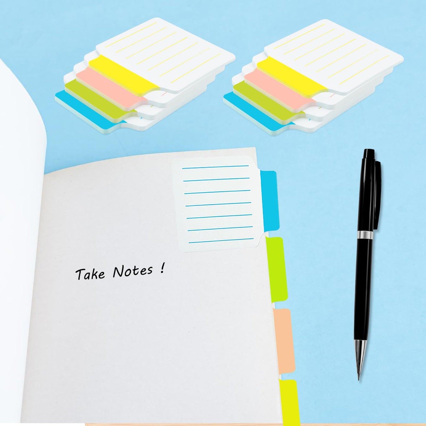 AAAA 4A 2 Pads Divider Sticky Notes Tabs 2 2/3 x 2 7/8 Inches, White, Lined Sticky Notes with Lines for Notebooks, Books, Office, School Supplies, 15 Sheets/Divider, 4 Dividers/Pad, 120 Sheets Total