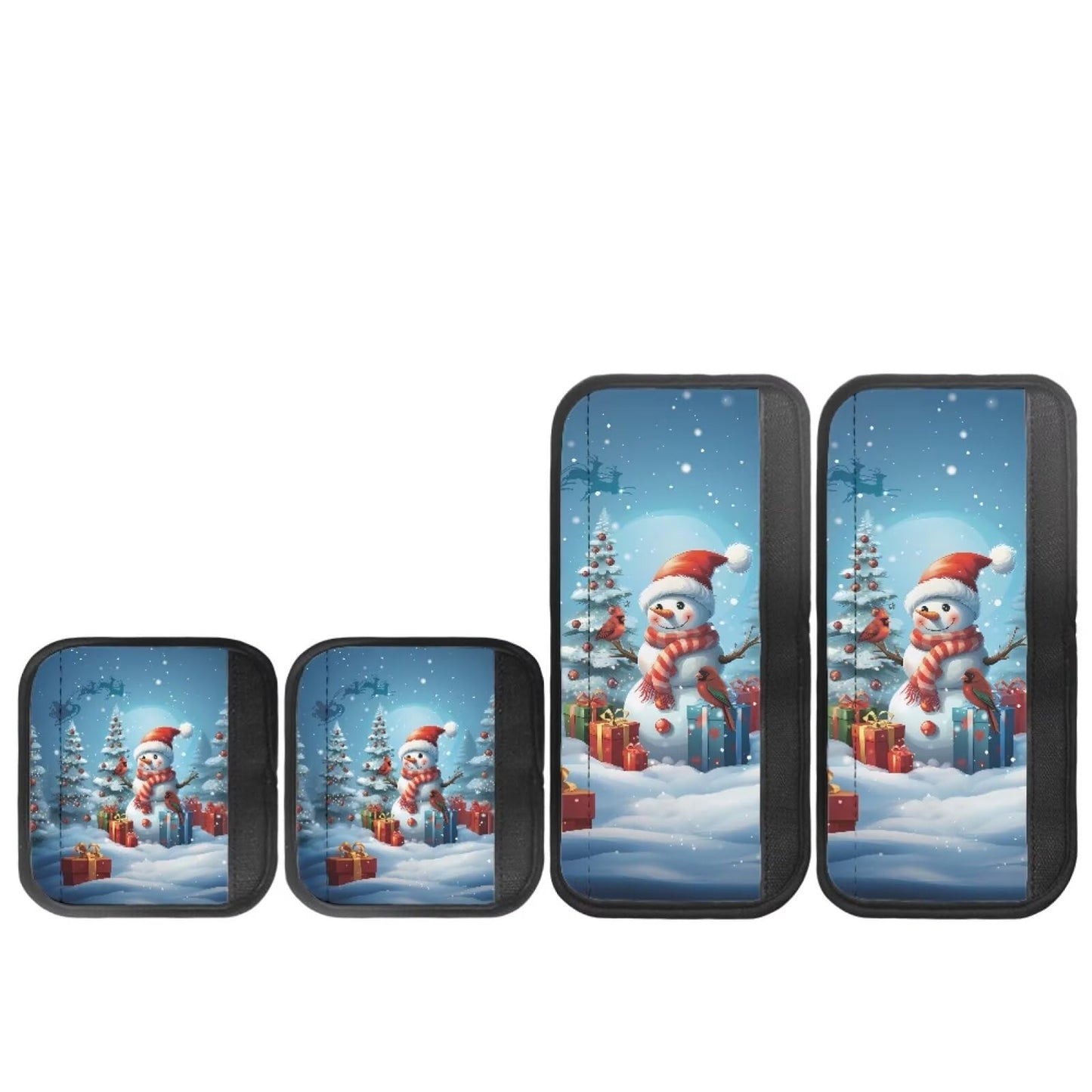 HUISEFOR Snowman Fridge Handle Covers 4 Piece Christmas Refrigerator Handle Covers Set of 4 Adjustable Kitchen Appliance Handles Cover for Microwave Oven Stove Christmas Decoration