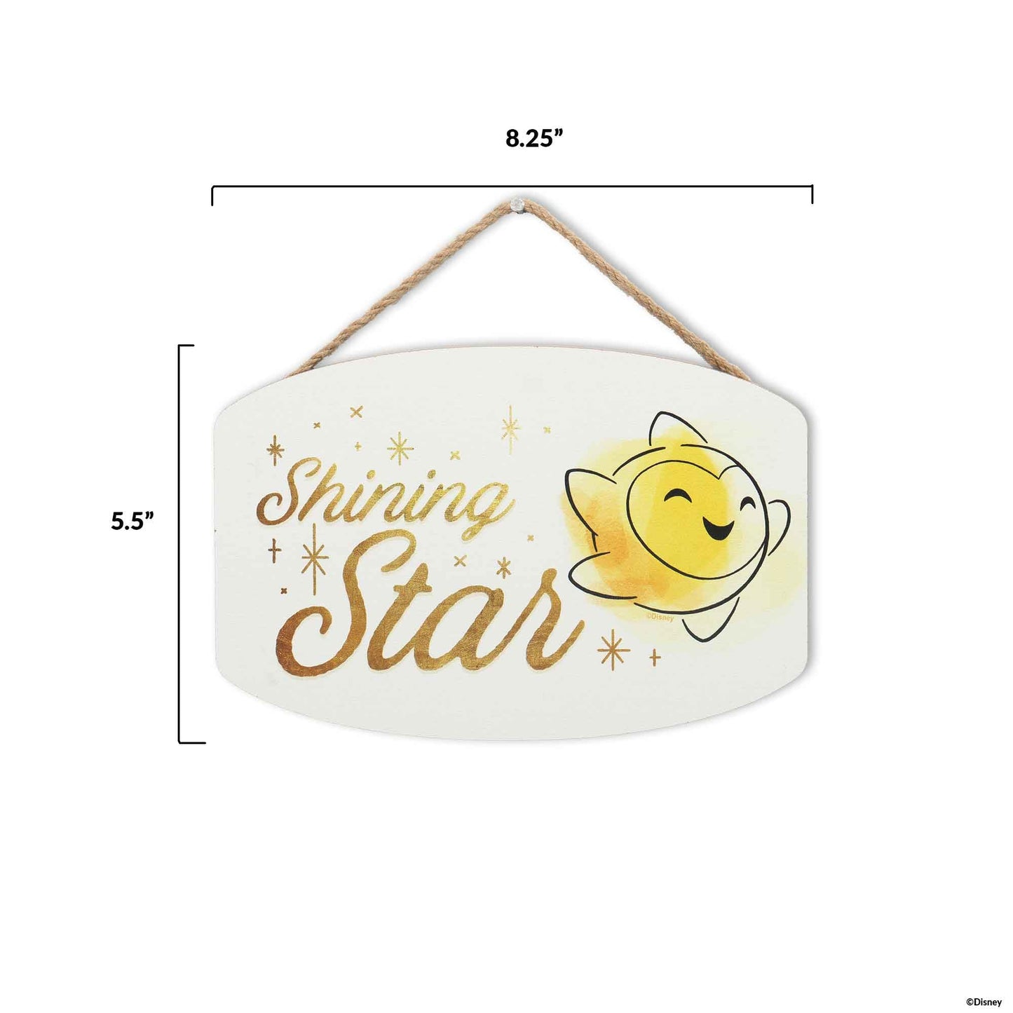 Disney Wish Shining Star Hanging Wood Wall Decor - Adorable Shining Star Sign for Kids' Bedroom or Play Room