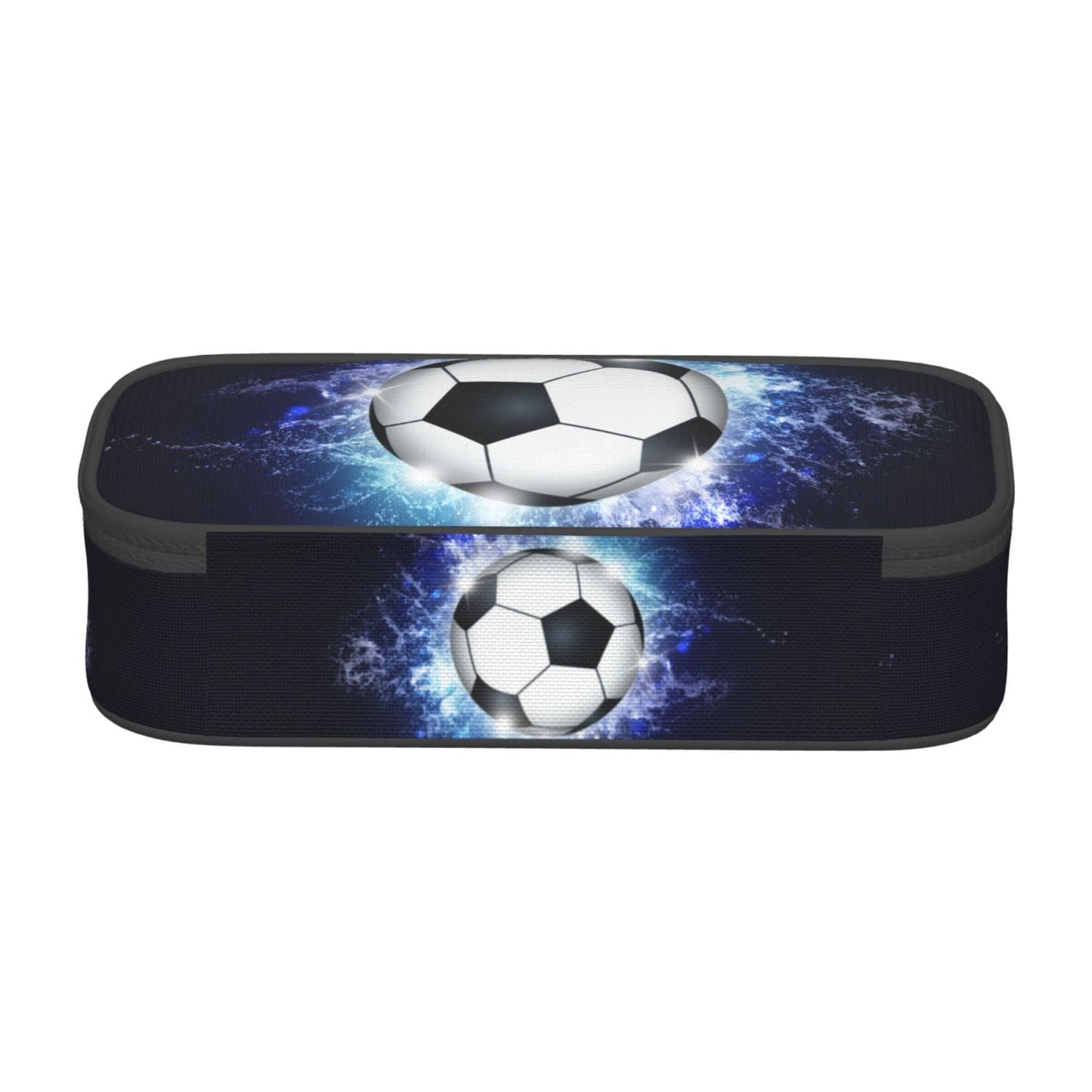 SNAPMADE Soccer Ball Pencil Box Sports Pencil Case for Boys Men, Large Capacity Durable Blue Black Pencil Pouch Storage Pen Bag Stationary Case with Double Zippers
