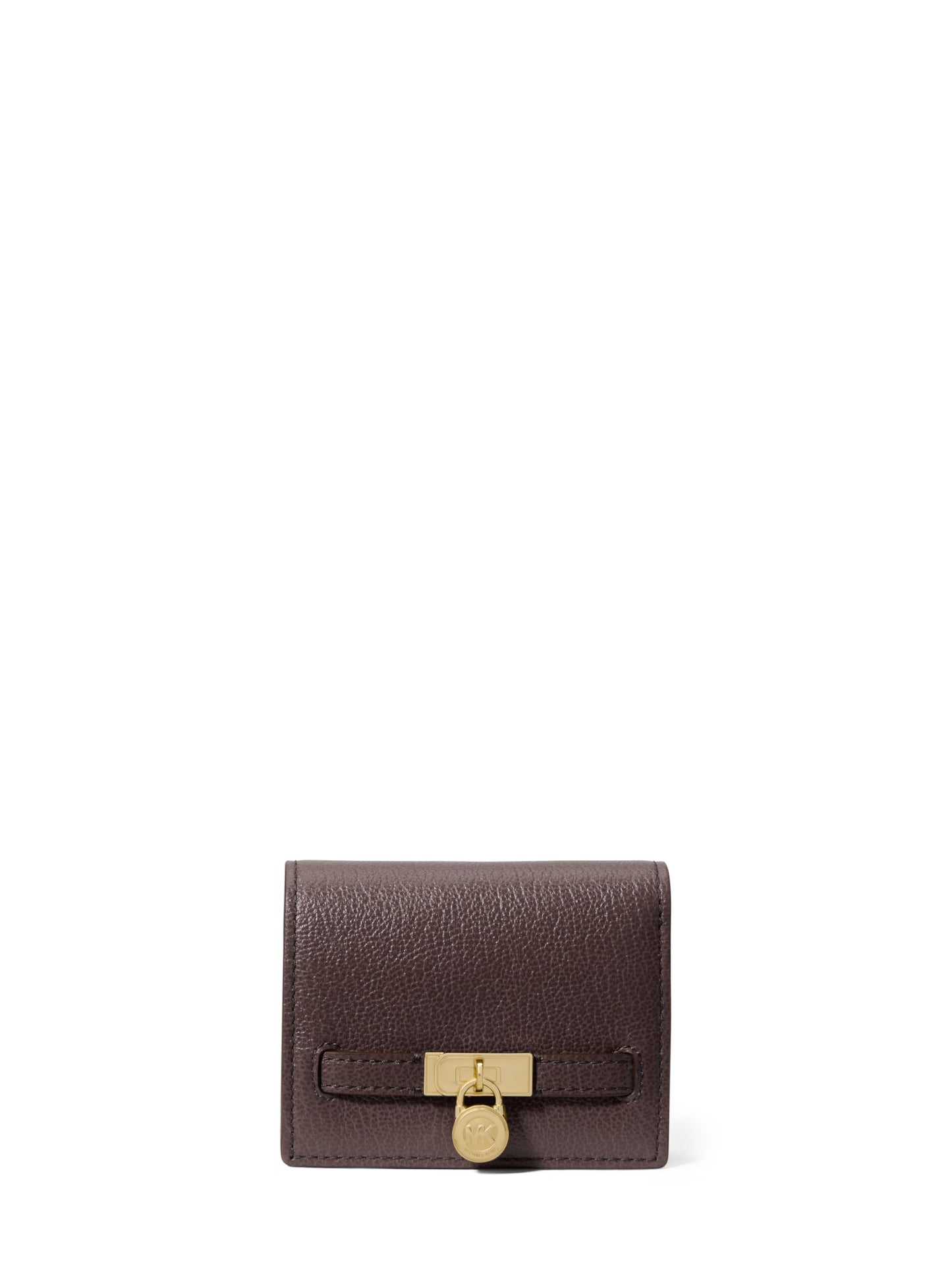 Michael Kors Hamilton Small Compact Wallet, Gold-Tone Hardware/Urbino Leather/Chocolate