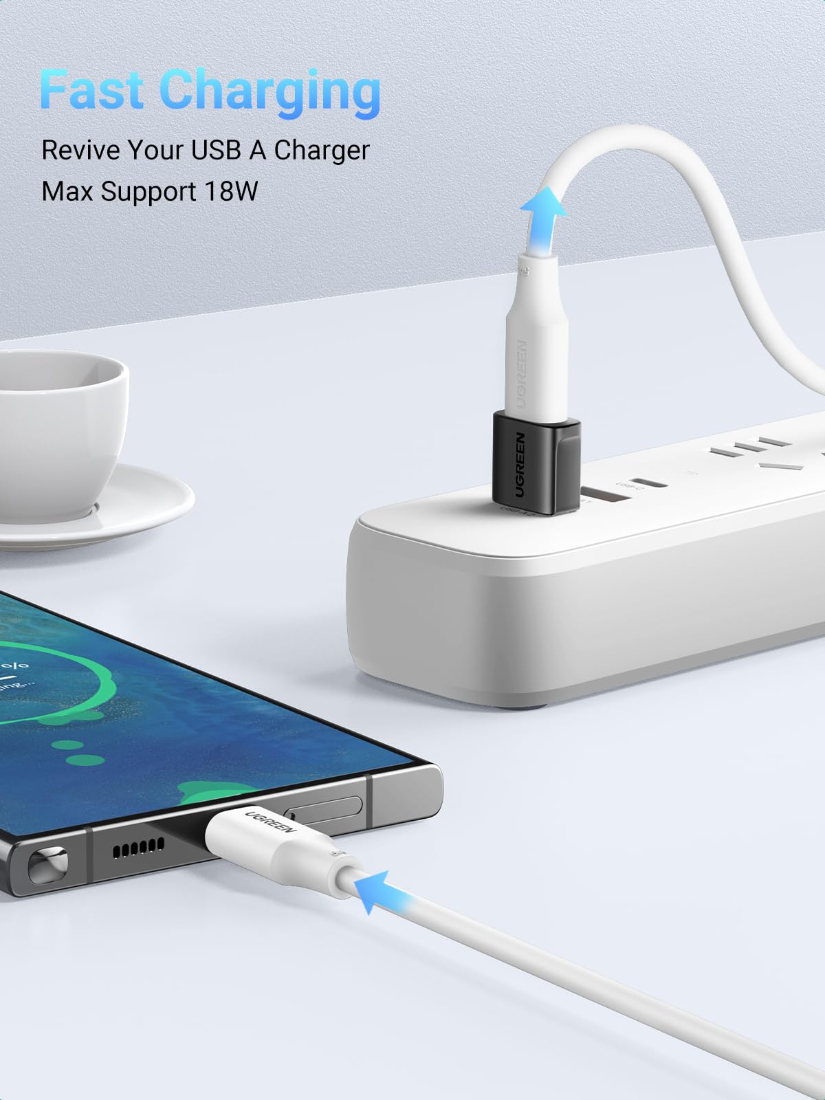 UGREEN USB to USB C Adapter 3Pack, 10Gbps USBC Female to USBA Male Adapter Type C Charge Converter for iPhone 16 15 14 13 Plus Pro Max,iPad Air Mini 6 7,Samsung Galaxy S25,Apple Watch,Black