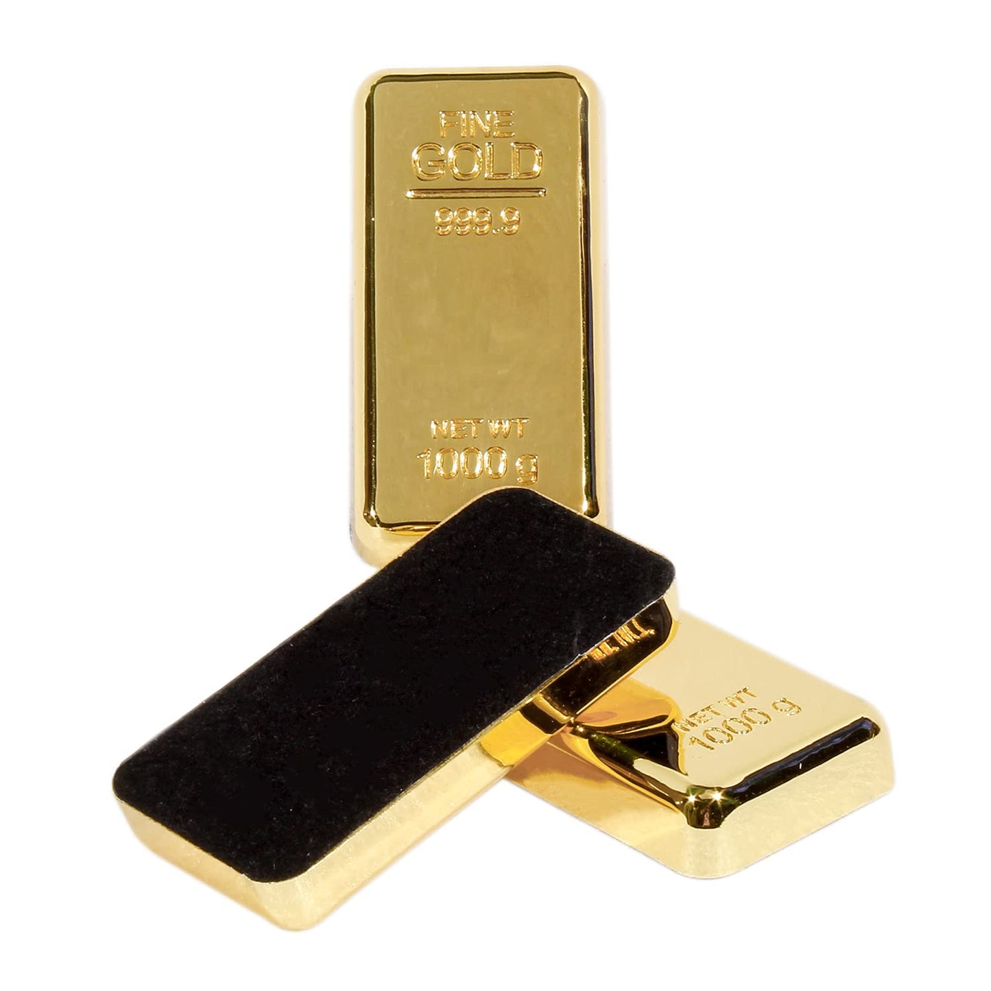 ZAHEPA Pack of 3 Fake Gold Bar Paperweights for Office Desk – Luxury Gift for Men & Women, Stylish Birthday & Anniversary Present, Elegant Jewelry Shop Decor (3.15" x 1.57" x 0.39")