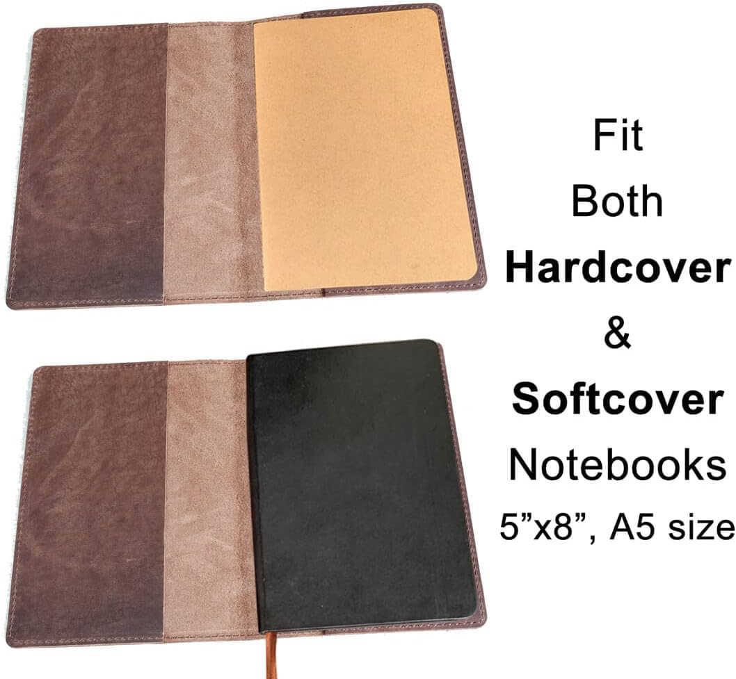 Fan&Ran Leather Cover for A5 Journals, 6.7"x9", Bourbon Brown