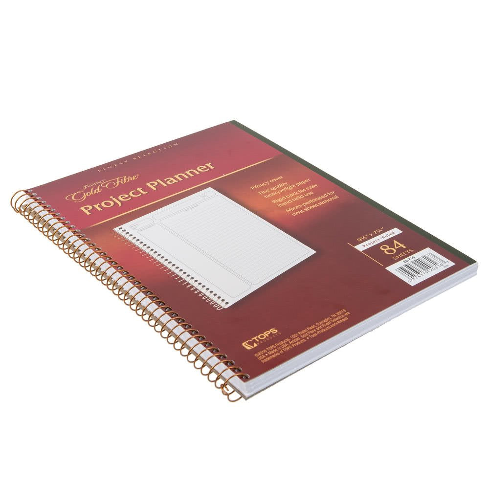 TableTop King 20-816 Gold Fibre 7 1/4" x 9 1/2" Wirebound Project Planner with Green Cover - 6/Pack