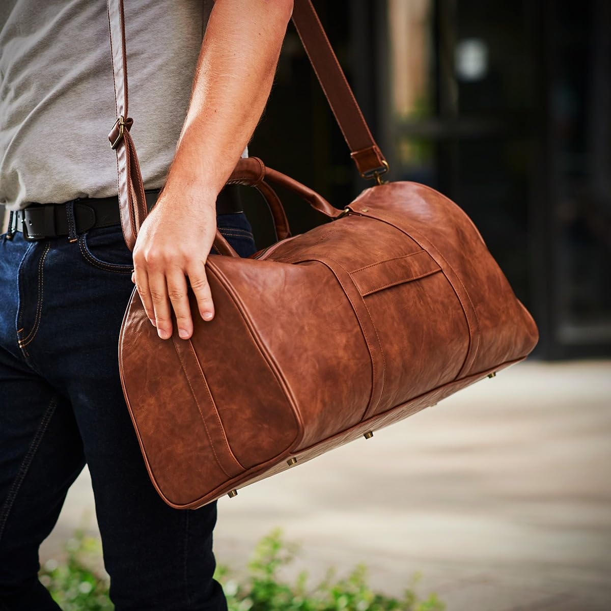 Embossed Travel Duffel Bag for Men - Weekender Bag with Monogram Options, Stylish and Durable Travel Bag for Overnight and Business Trips