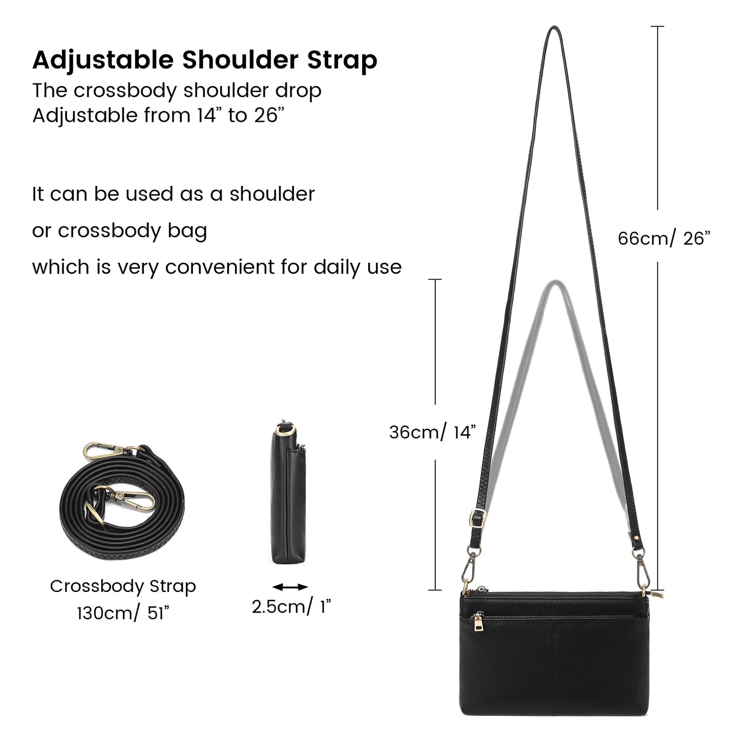 SENDEFN Leather Crossbody Bag for Women Small Clutch Purses Crossbody Shoulder Handbag Wallet Purses RIFD Card Slots