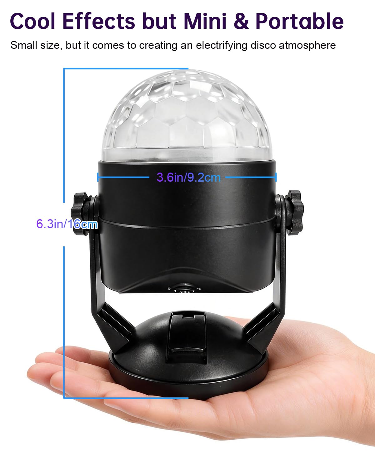 Luditek 2-Pack Portable Sound Activated Party Lights Indoor, Battery Powered/USB Dj Disco Ball Strobe Lights for Car Room, Adults Gifts, New Years Eve Party Supplies 2025 Christmas Decorations