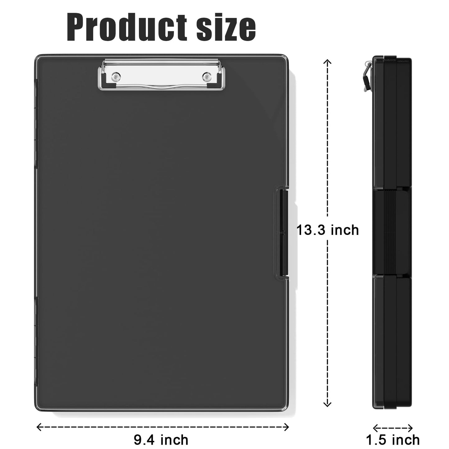Hongri Clipboard with Storage, Black 8.5 x 11 Folder Nursing Side Opening, Heavy Duty with Dual Compartment, Smooth Writing for Teachers, Classroom, Size 13.3 x 9.4 x 1.5 in, Office & School Supplies