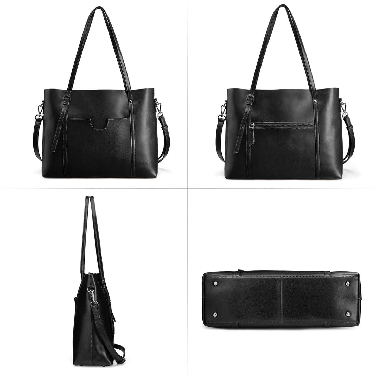 S-ZONE Women Genuine Leather Top Handle Satchel Daily Work Tote Shoulder Bag