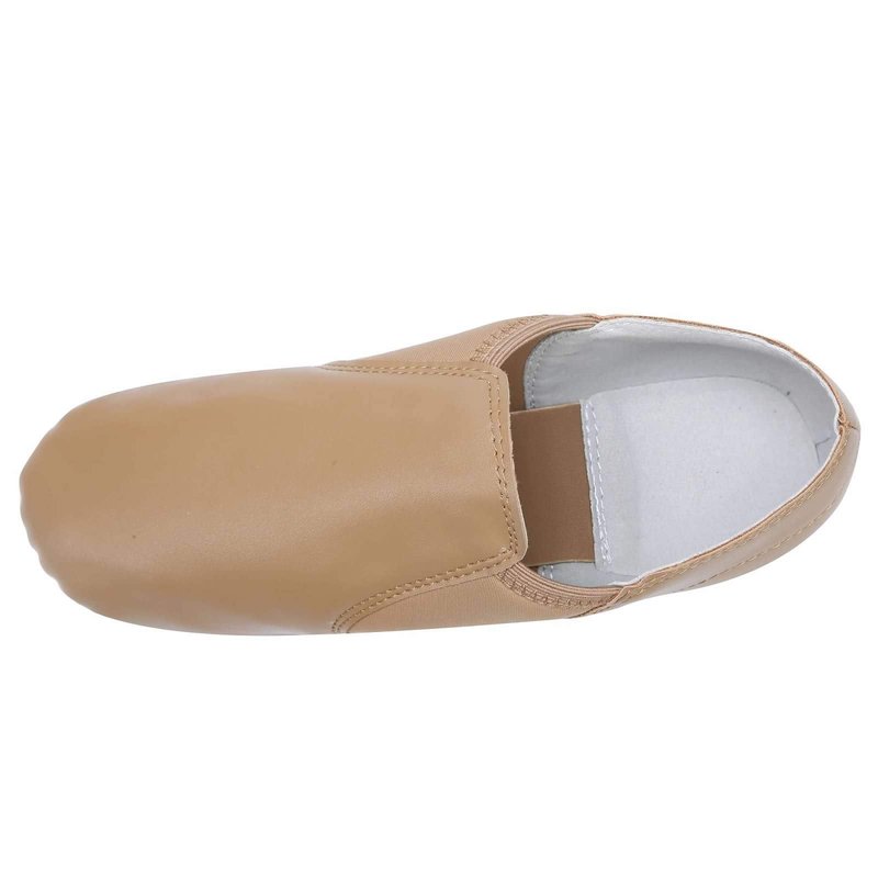 Linodes Unisex 006 PU Leather Upper Slip-on Jazz Shoe for Women and Men's Dance Shoes-Brown 4.5M