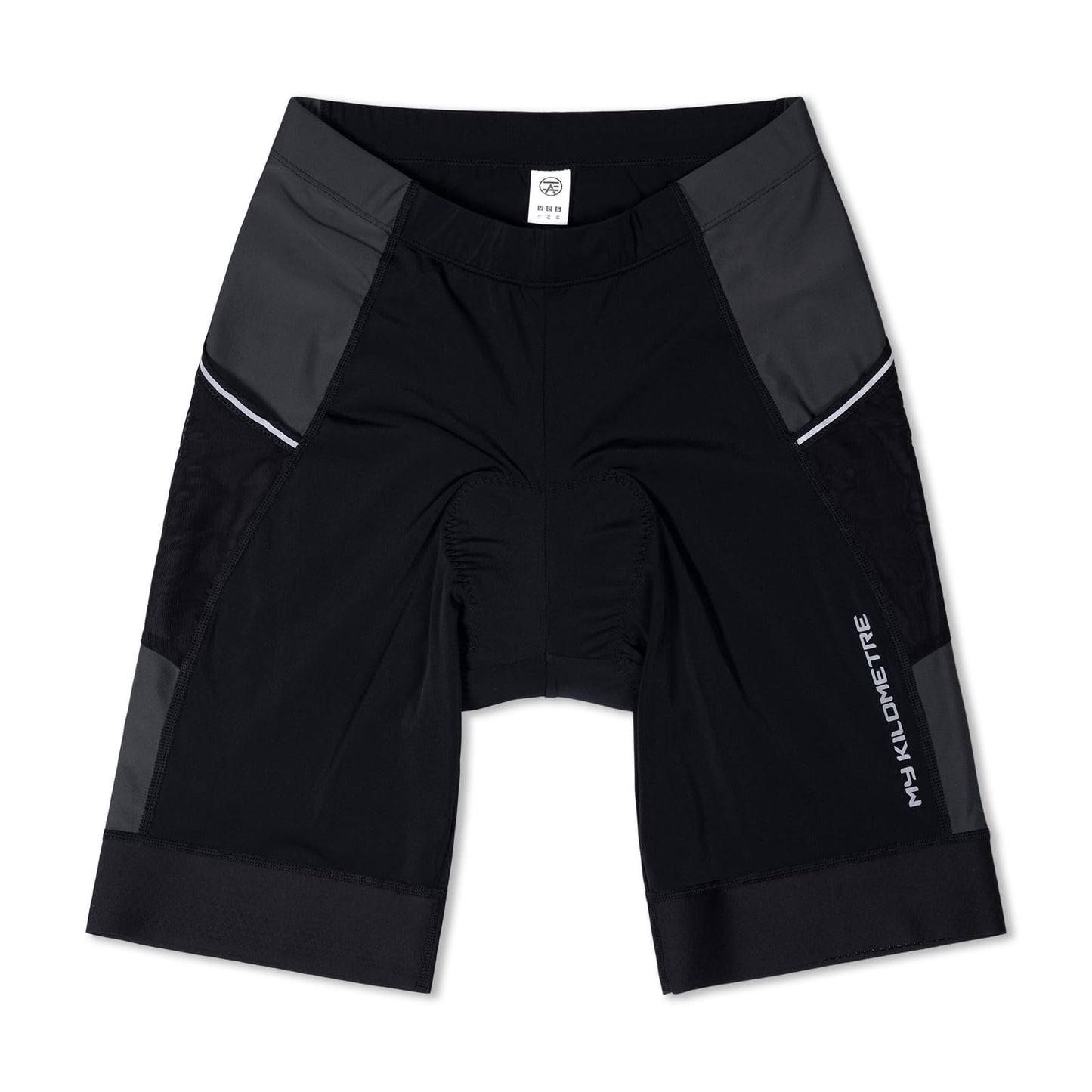 MY KILOMETRE Mens Triathlon Shorts with Adjustable Drawstring Easy Reach Leg Pockets Chamois for Long-Distance Tri Race (Pure-Black X-Large)