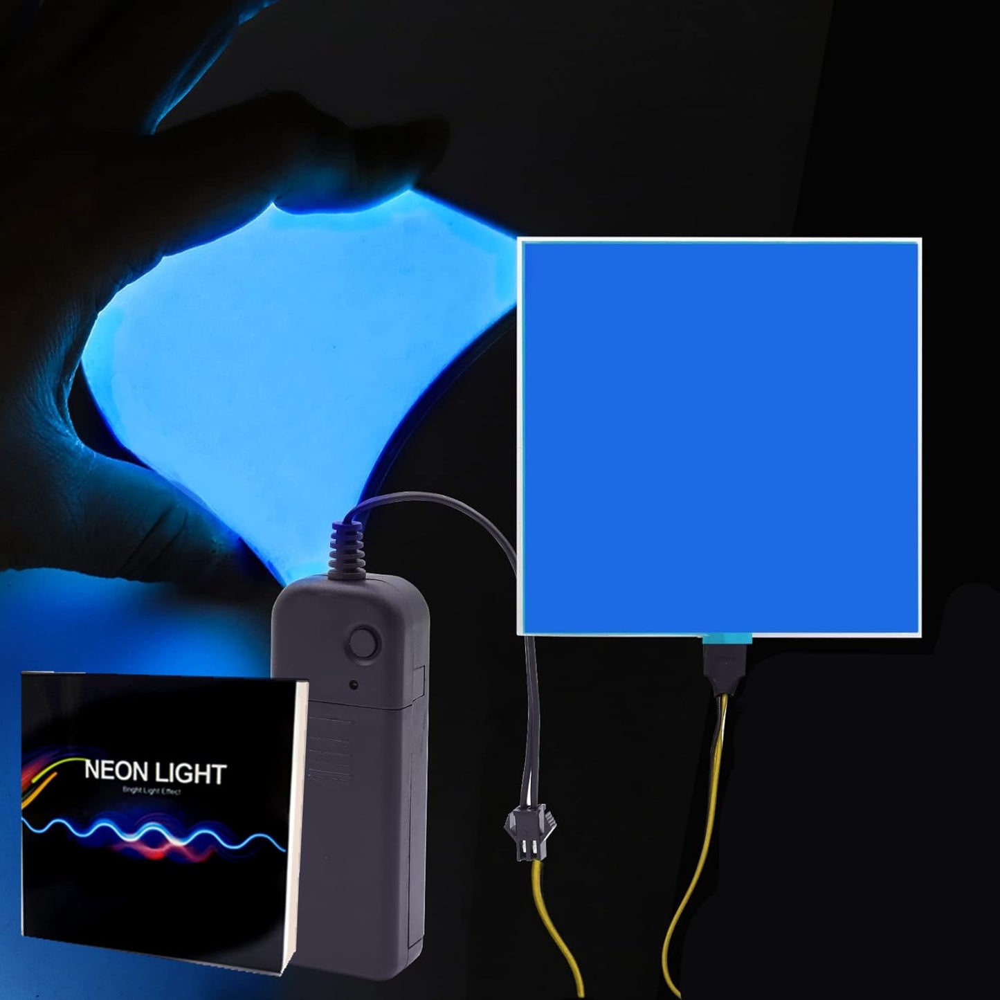 Flexible Led Panel,Electroluminescent Panel Sheet EL Tape Cuttable Soft for Mask Eye Cosplay Party Decor DIY-Continuous/Slow Flash/Fast Strobe 10x10cm (blue, 10x10)