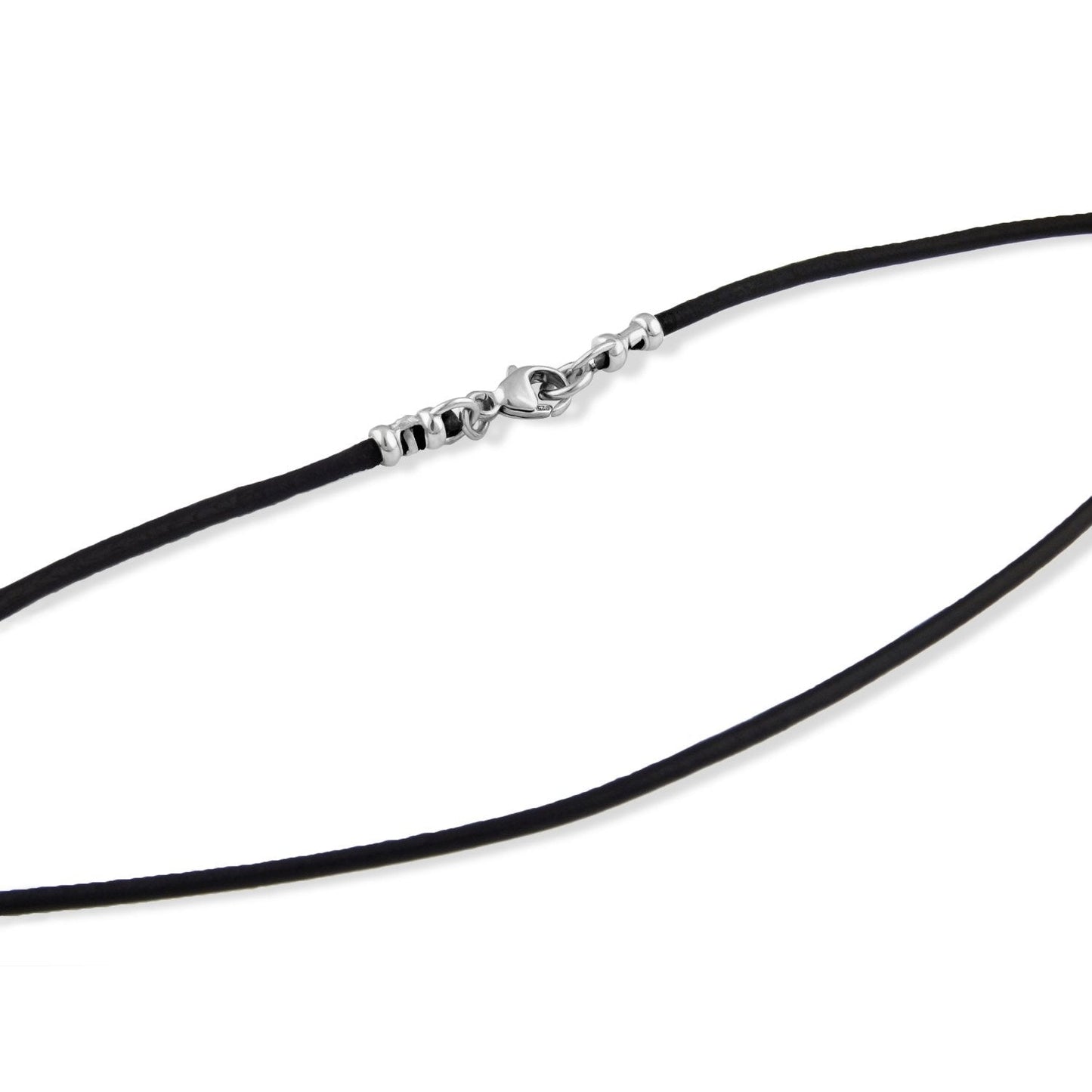 2mm Black Leather Cord Necklace with Sterling Silver Lobster Clasp 12" - 30" (22)