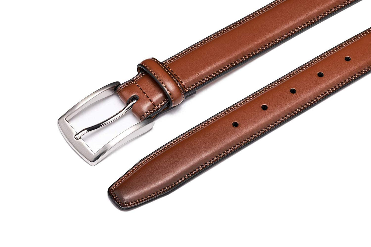 KM Legend Men's Genuine Leather Dress Belt with Premium Quality - Classic & Fashion Design for Work Business and Casual (esBrown, 44)