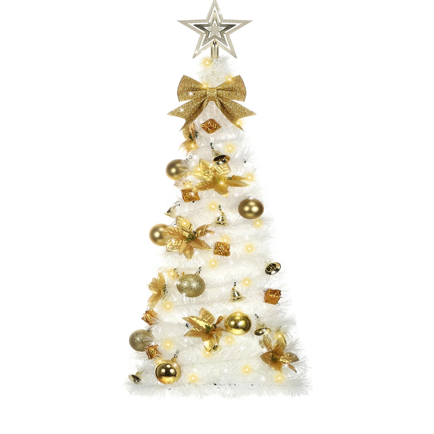 Suncalla Wall Christmas Tree with Lights 40inch, Artificial Wall Hanging Xmas Decoration with 50 LED String Lights, Saving-Space Door Hanging Xmas Tree Small Space Home School Office(Platinum)
