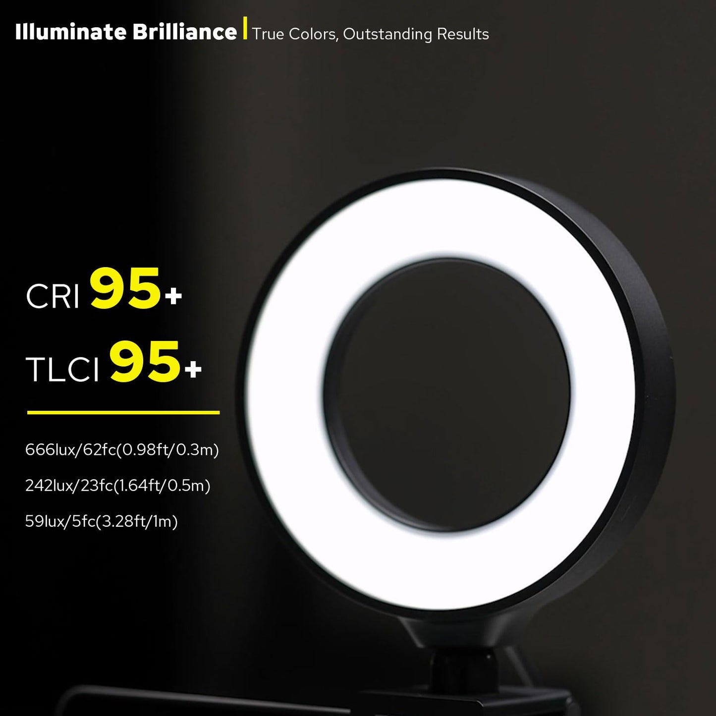 ZENIKO CR5 Video Conference Lighting Kit, 5" Ring Light Clip on Laptop Monitor, Desk Light with Stand Tripod, Bi-Color CRI >95 for Webcam Lighting, Zoom Lighting, Broadcasting, Live Streaming