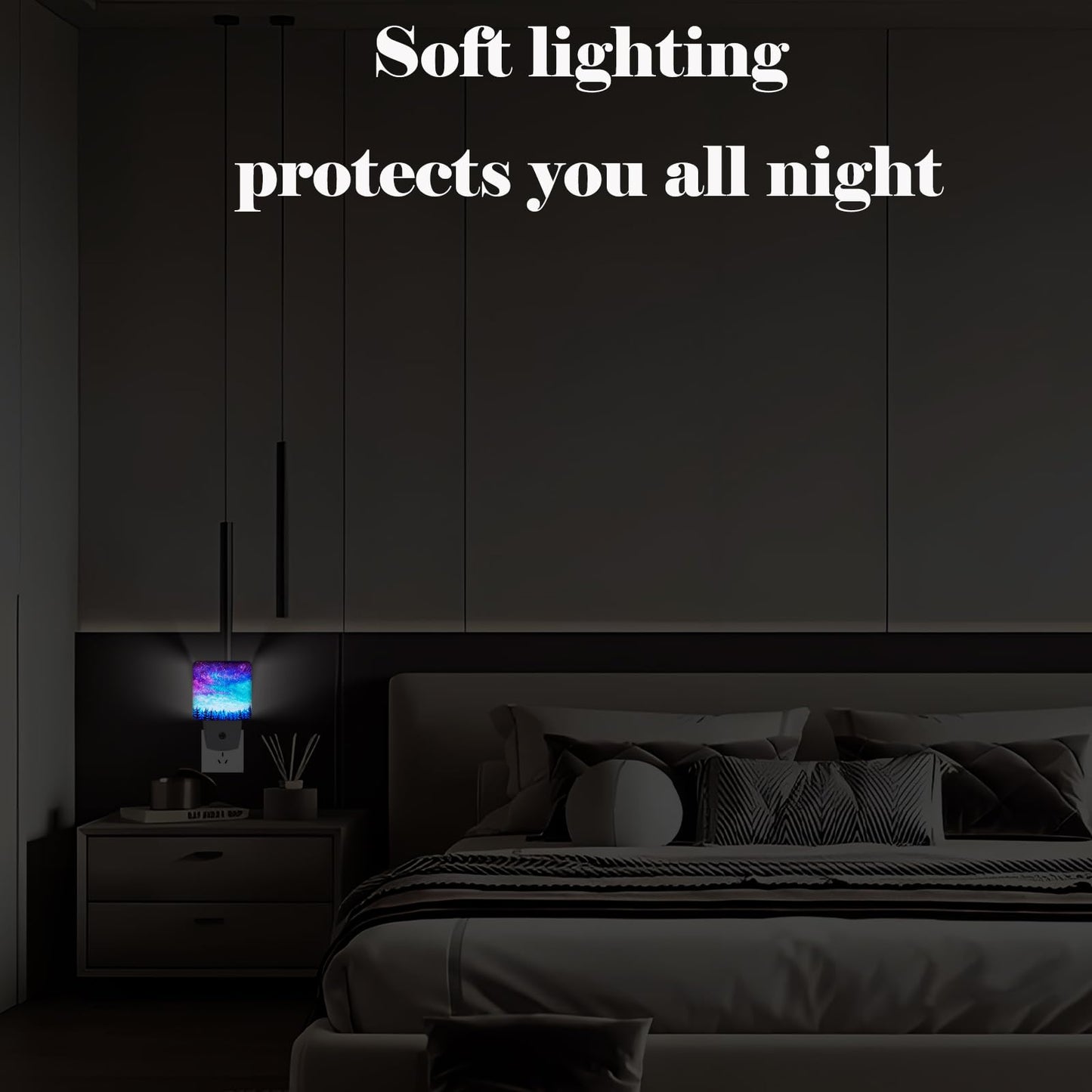 FSHVQKD Starry Sky Forest Night Light,Plug Into Wall Decor for Stairway,Hallway,Kitchen,Dusk to Dawn Sensor Nightlights for Boys/Girls/Women/Men Room Gifts