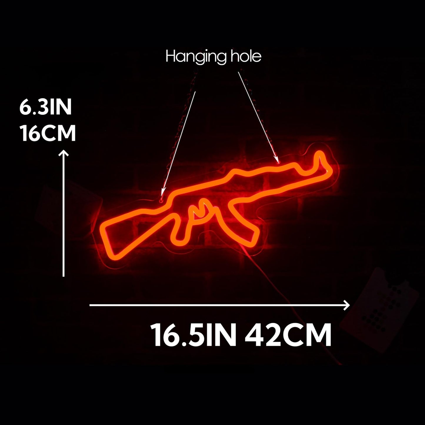 Gun Neon Sign for Wall Decor AK 47 Sign LED Light Up Sign for Gun Room Accessories Man Cave Lamp Wall Art Gift 16.5"×6.3"