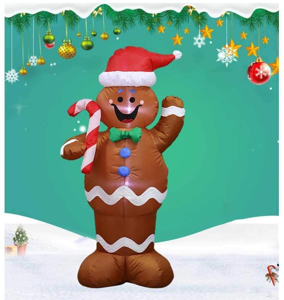 eLUUGIE 5ft Christmas Inflatable Gingerbread Man Decor Yard Indoor/Outdoor Inflatable Decoration for Christmas Party Porch/Yard/Garden/Lawn
