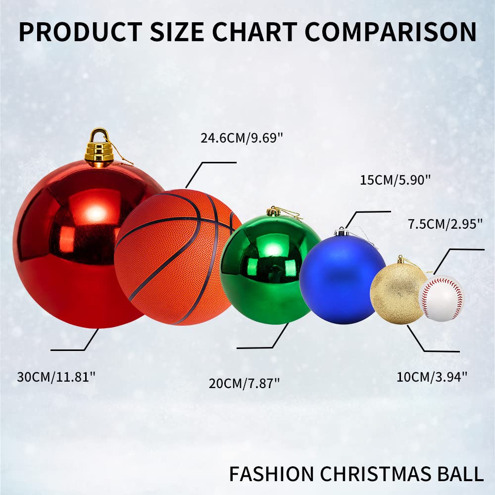 Benjia Extra Large Size Outdoor Christmas Ornaments, Oversized Huge Big Shatterproof Xmas Christmas Plastic Balls for Outside Lawn Yard Tree Hanging Decorations (6"/150mm, Red, 6 Packs)