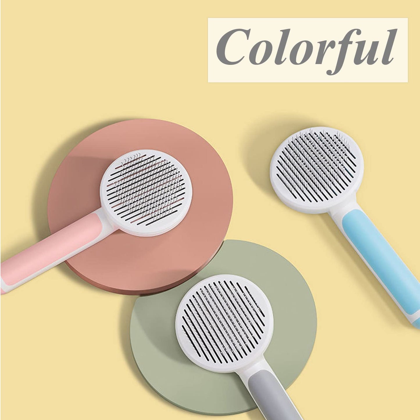 SimpleDot Pet Grooming Brush, Self Cleaning Slicker Brush for Dogs and Cats, Removes Undercoat Loose Hair, Mats, Tangled and Dirt, Massages, All Hair Types (Pink)
