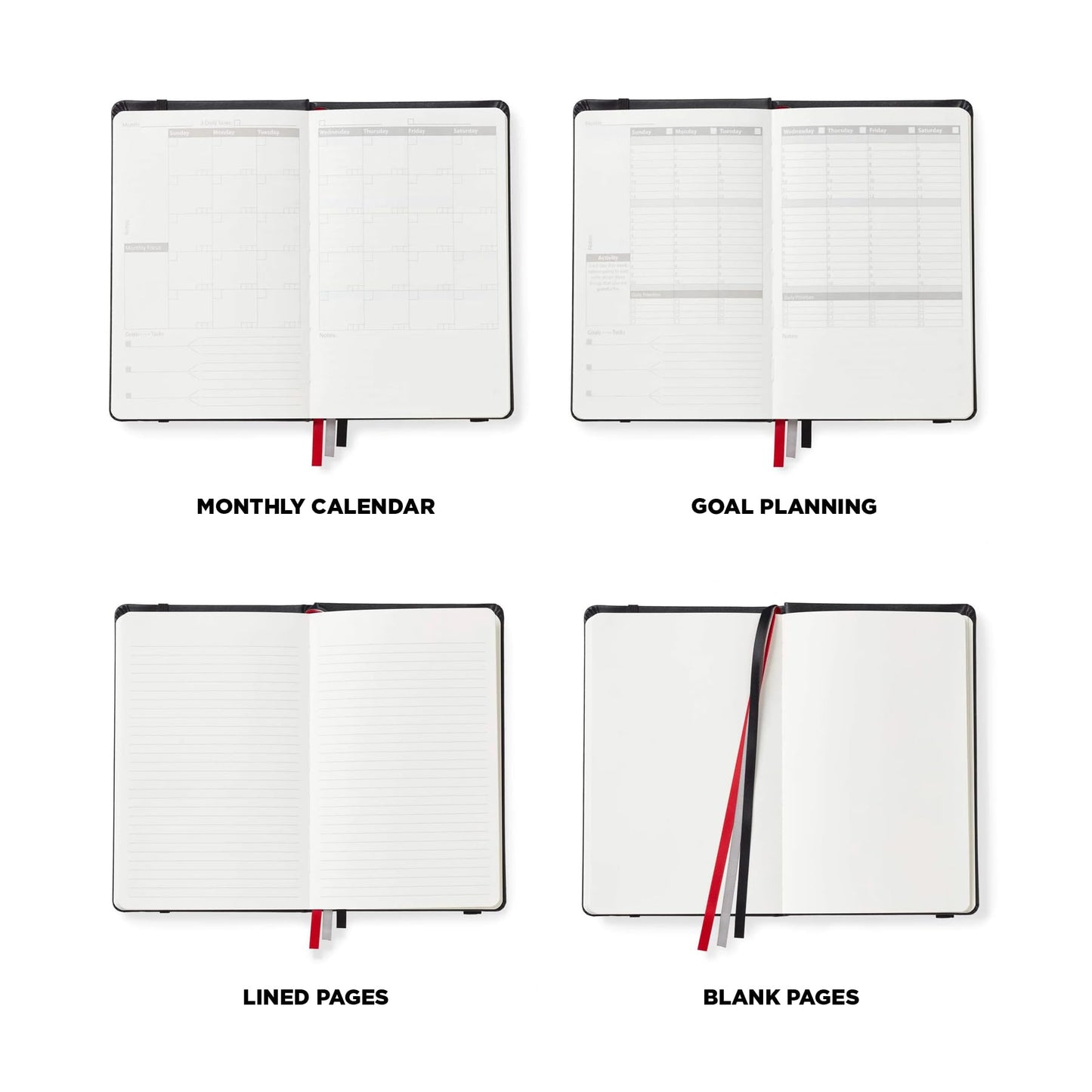NOMATIC Planner- Agenda for Goal Mapping, and Checklists - Includes Eraseable Whiteboard Paper - Organizer, and Daily Planner (Black)