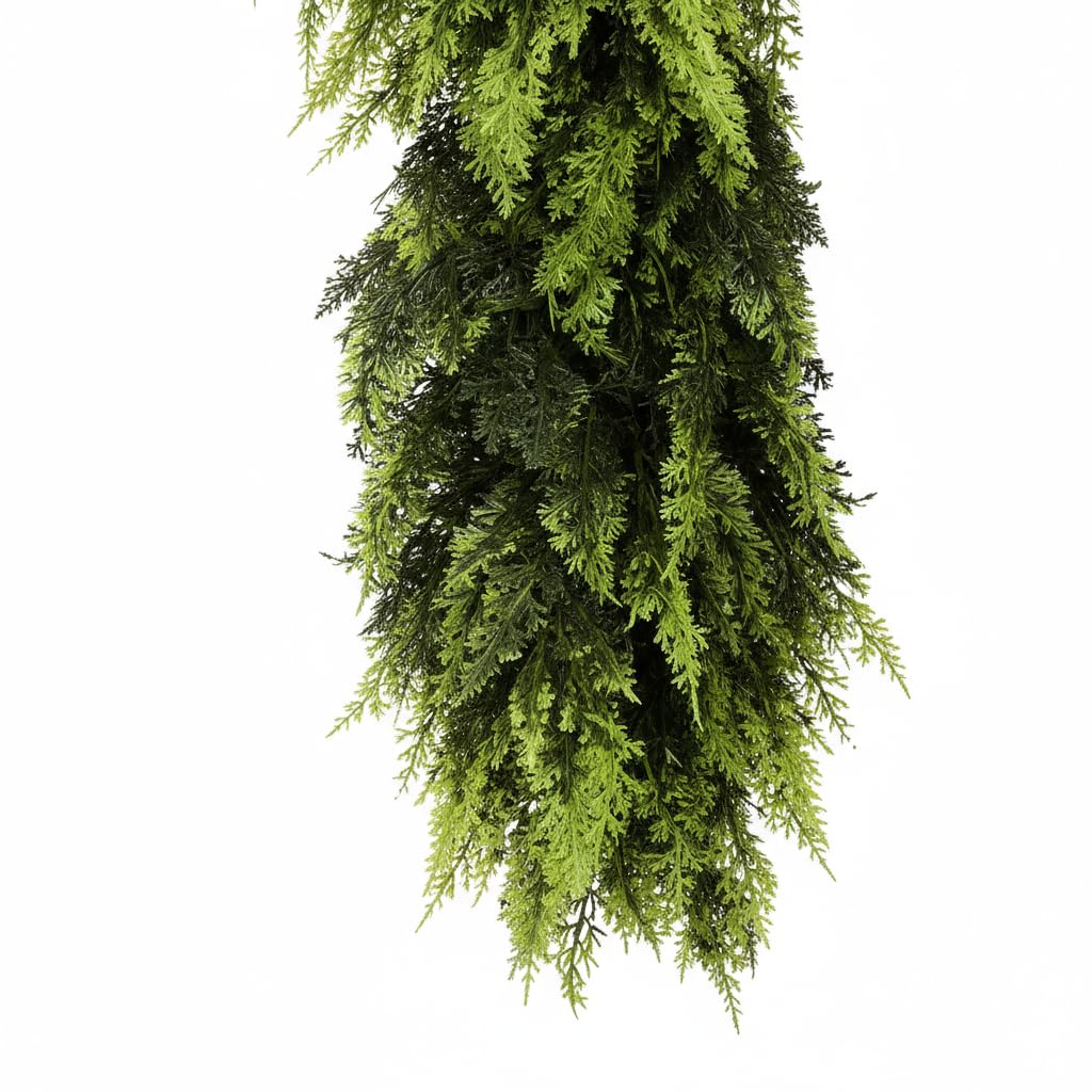 6 FT Christmas Cedar Garland, Real Touch Soft & Thickness Greenery Pine Garland for Mantle Table Fireplace Outdoor Indoor Christmas Decorcorations