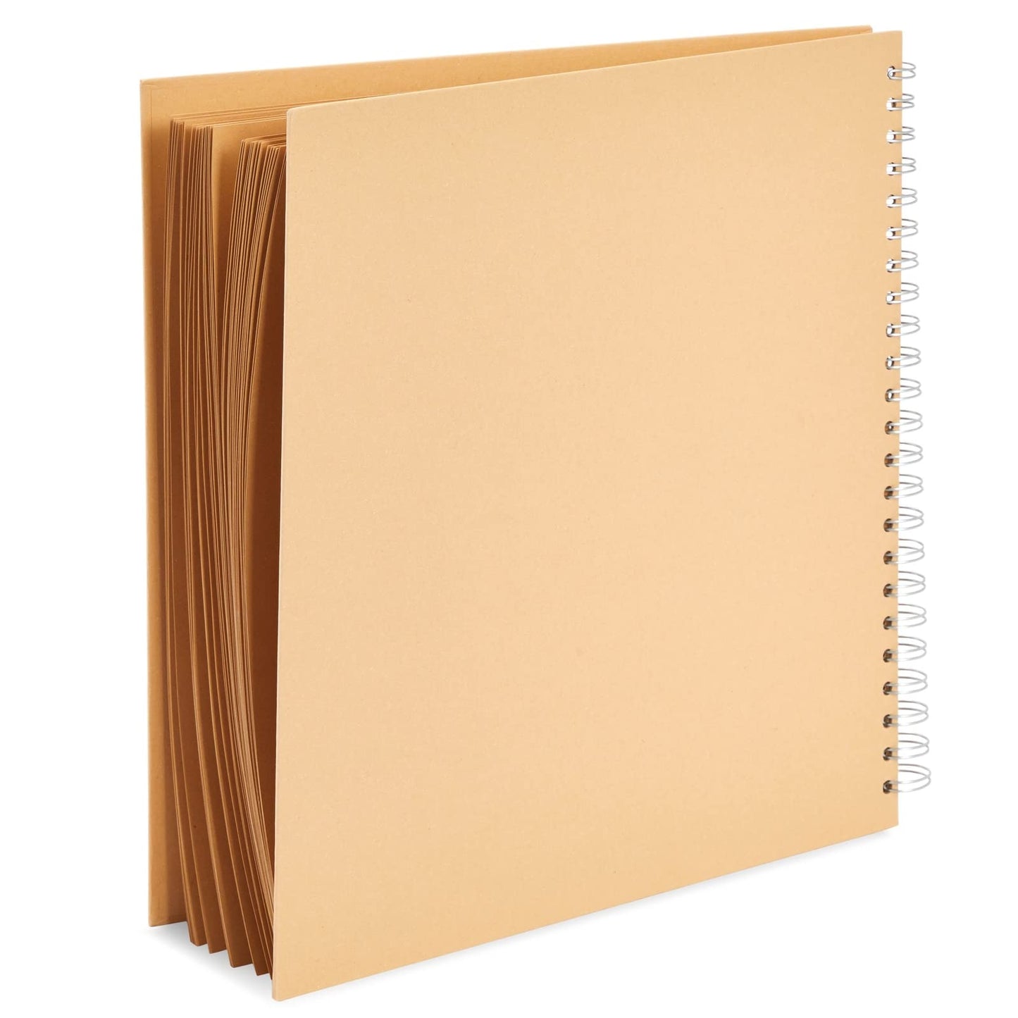 Paper Junkie Spiral Bound Scrapbook Album - 12 x 12 In, Kraft Hardcover, 40 Sheets (80 Pages) - Blank Kraft Paper Pages Lay-Flat for Drawing & Writing - Scrapbook Journal