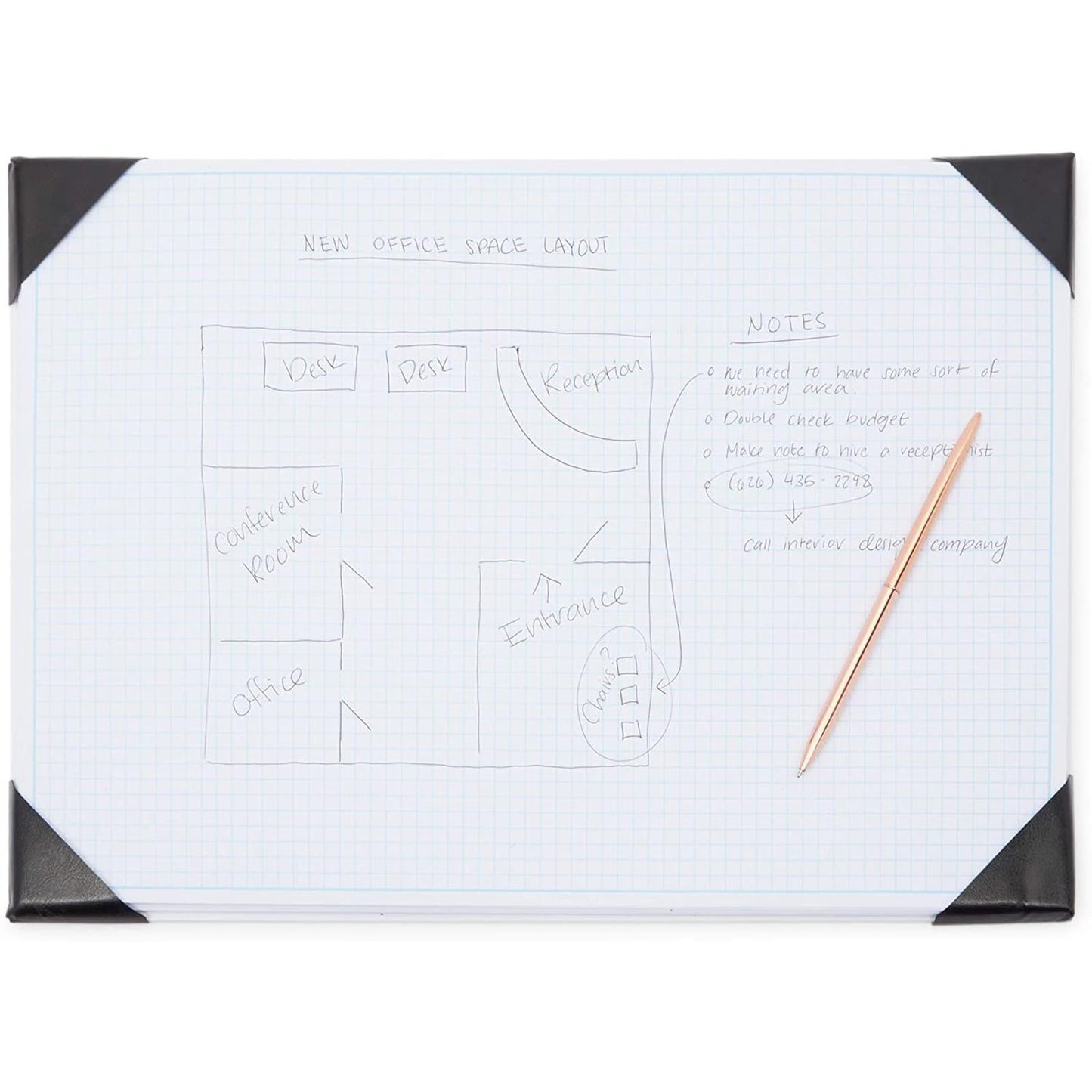 Stockroom Plus Desk Blotter Graph Paper Pad - 17 x 12 in, 50-Sheet White Refillable Desk Pad Mat - Large Notepad for Sketching, Notes & Doodles