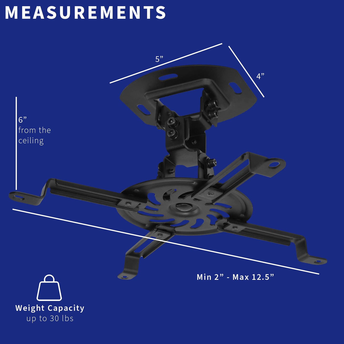 VIVO Universal Adjustable Ceiling Projector Mount for Regular and Mini Projectors, Projection Mount with Extending Arms, Black, MOUNT-VP01B