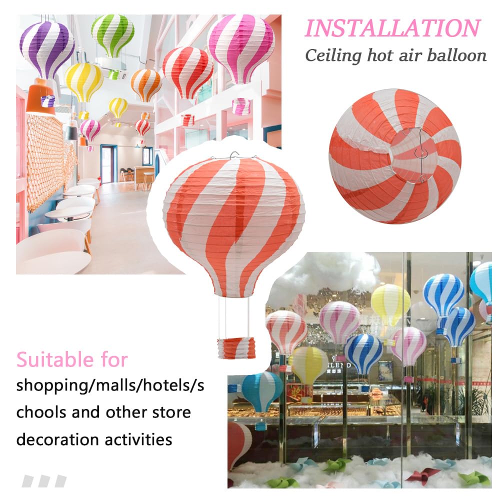 Ruidee 3 Pieces Hanging Hot Air Balloon Paper Lanterns 12 inch Paper Lanterns Set Decoration Ball Lamps for Wedding, Birthday, Anniversary, Christmas (Blue)