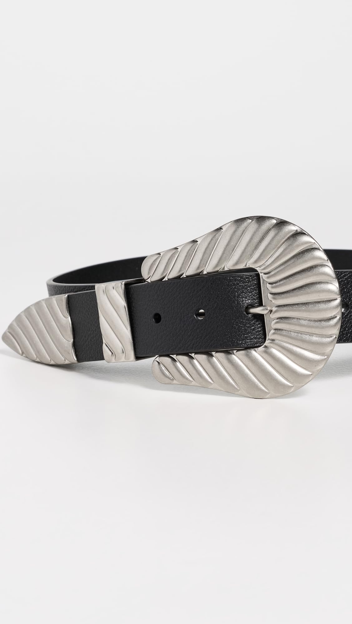 THE GREAT. Women's Stetson x The Big Buckle Belt, Black with Silver, Small
