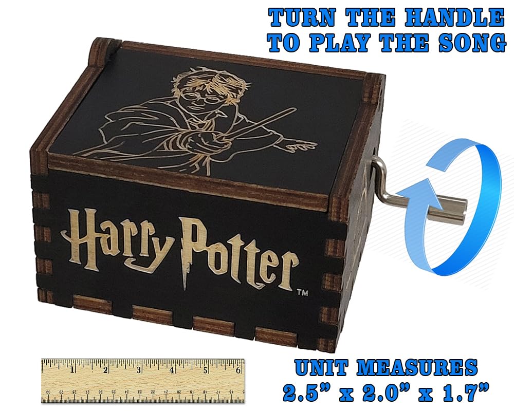 TheLaser'sEdge, Harry Potter Mini Music Box with Hedwig's Theme song, Gifts for Women, Birthday, Christmas (Black)