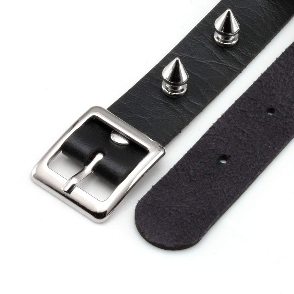 Eigso 2 Pcs Punk Leather Choker Necklaces for Women Men Metal Spike Studded Goth Collars for Woman Man