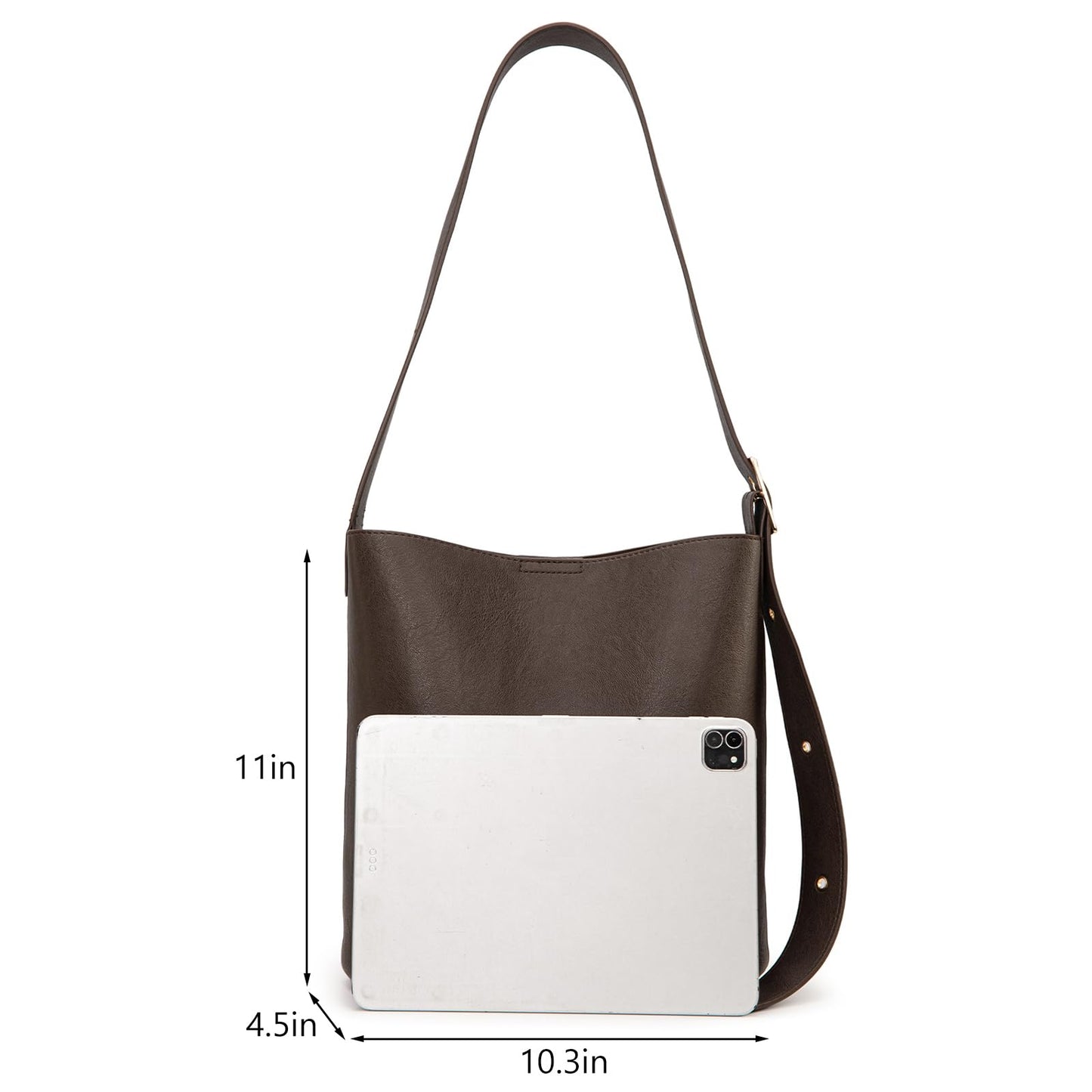 Montana West Medium Hobo Bags for Women with Coin Purse, Soft PU Leather Brown Bucket Shoulder Ladies Handbag with Adjustable Strap, MWC-626CF