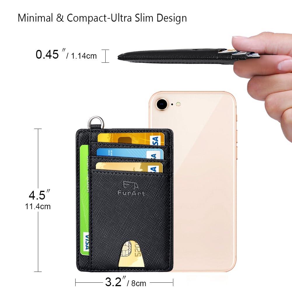 FurArt Slim Minimalist Wallet, Front Pocket Wallets, RFID Blocking, Credit Card Holder for Men-Black
