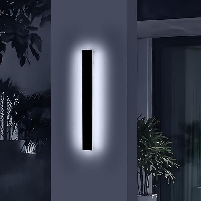 39.3inch Modern Outdoor Wall Light, Black Outside LED Wall Sconces, 6000K Cold White, 36W, IP65 Waterproof, Long Linear Exterior Lighting Fixture for House, Garage, Porch, Garden