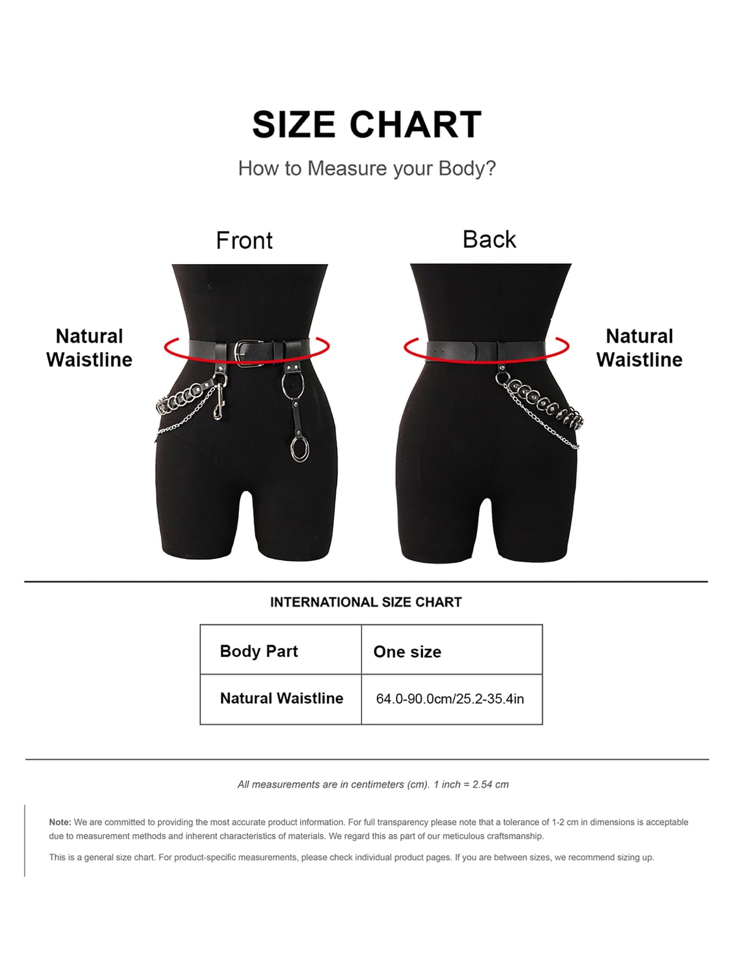 WARANDOD Women Punk Chain Belt, Adjustable Faux Leather Waist Belt with Alloy Rings & Clip Chain, Gothic Street Fashion Accessories(Waist 25.2-35.4in)