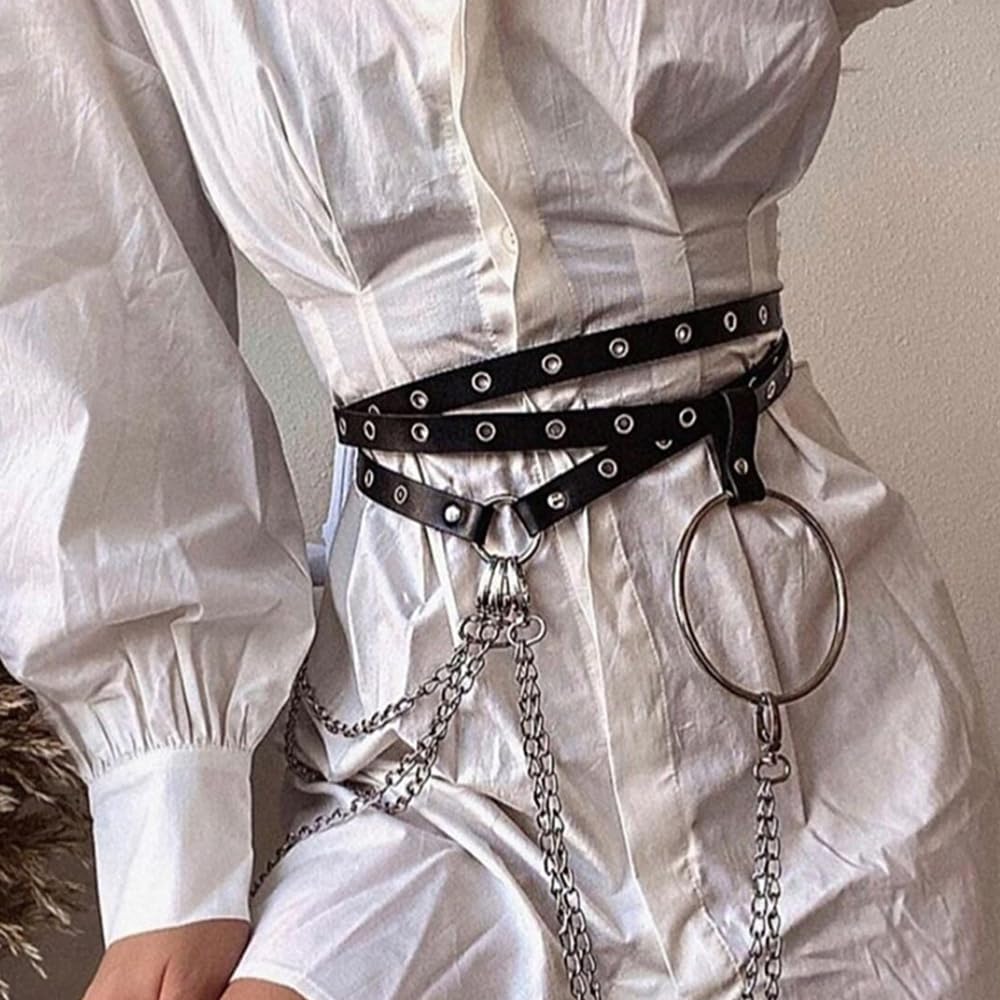 Punk Leather Body Chains Sexy Body Harness Chains Waist Chain Rave Nightclub Party Body Jewelry for Women