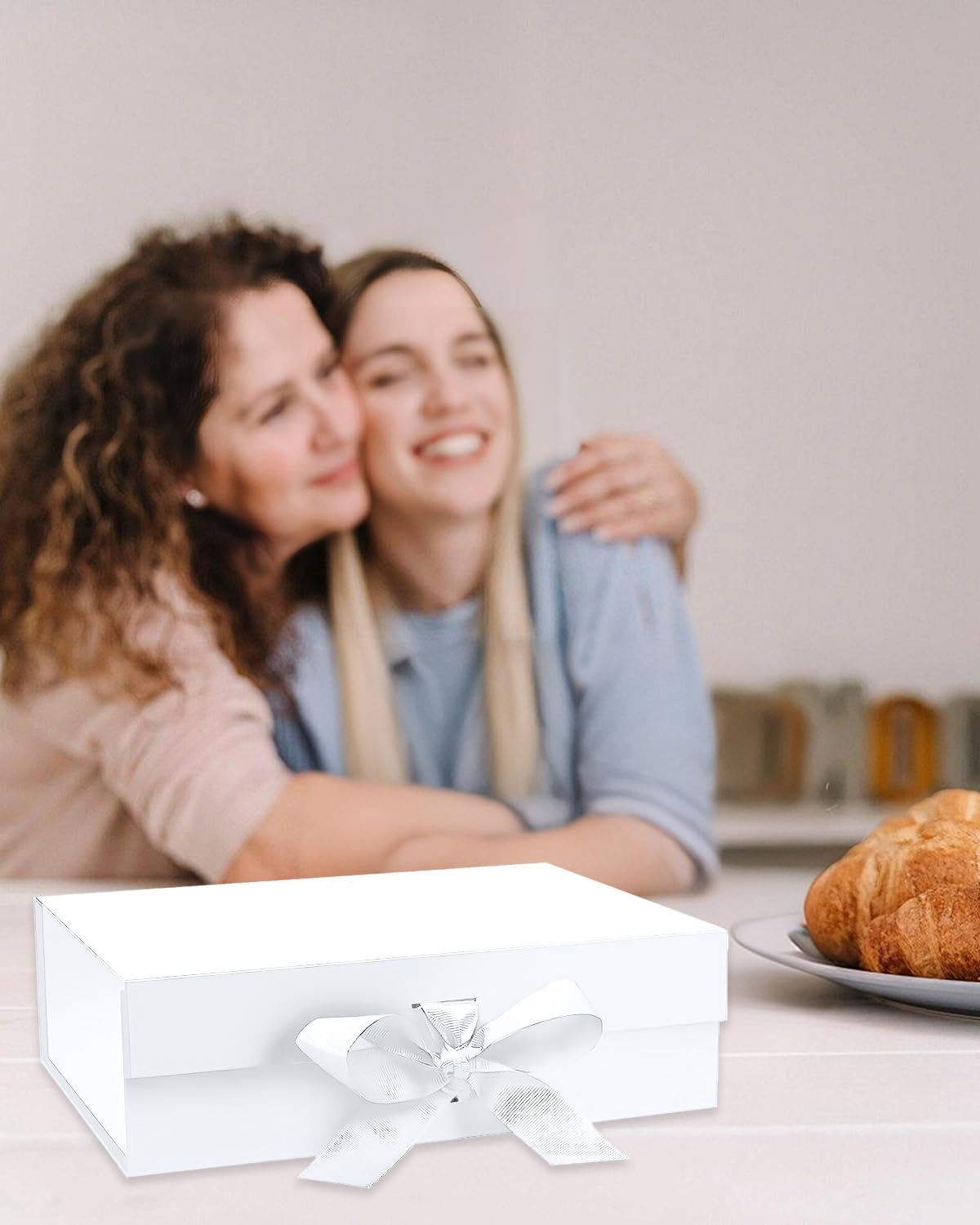 Gift Boxes With Lids, 6 Pack Magnetic Gift Box Gift Box With Ribbon, Bridesmaid Proposal Box For Birthday Christmas Bridesmaid Wedding, 10.5"X7.5"X3.1" (White)